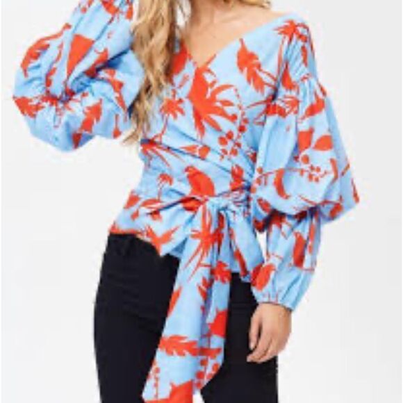 🎉HP 🎉NWT JJ’s Fairyland Tropical Wrap Top - - Picture 1 of 9